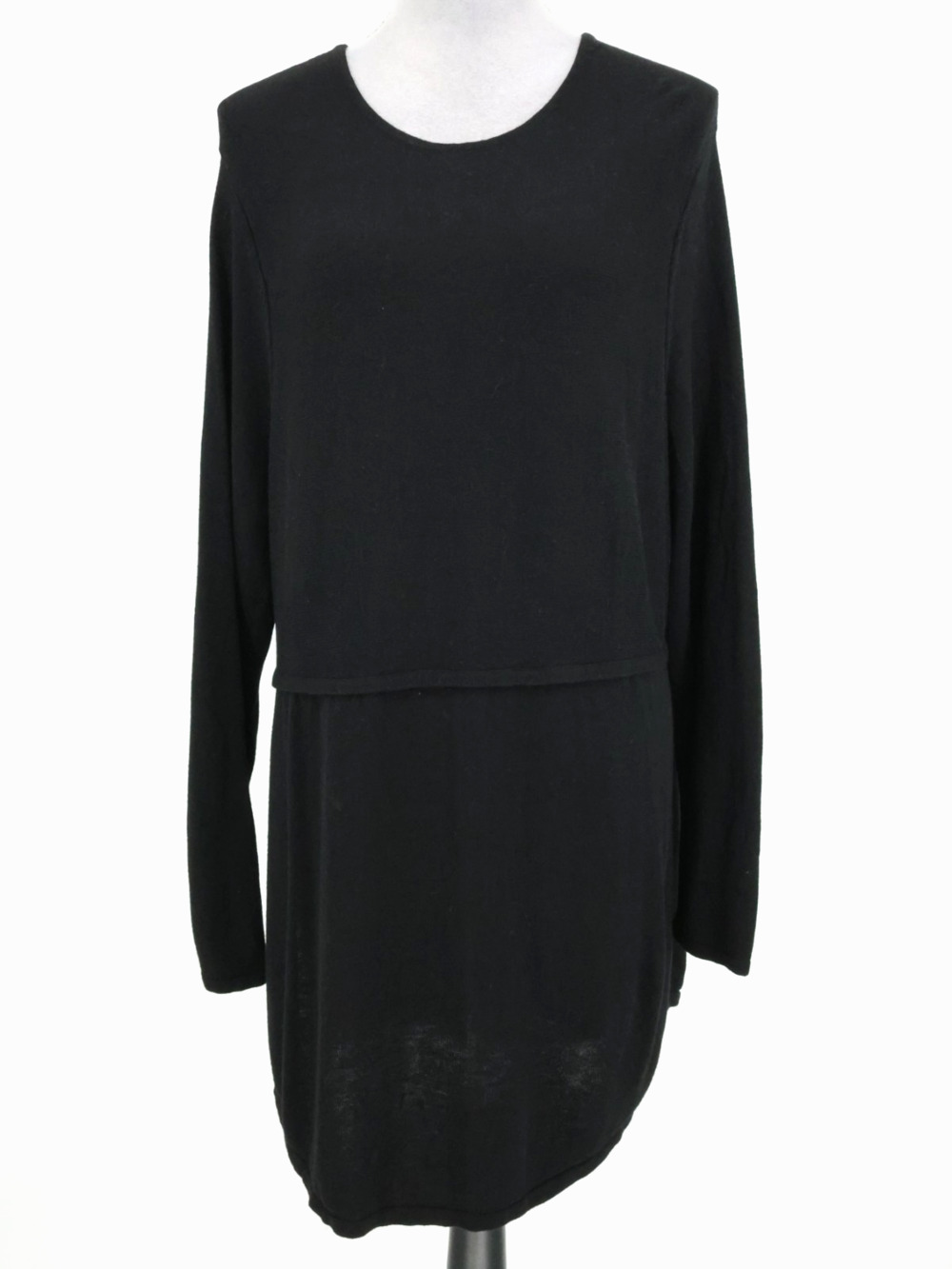 J Jill Sweater Petites PXL XLP Black Wool Blend Long Tunic Lagenlook Preppy